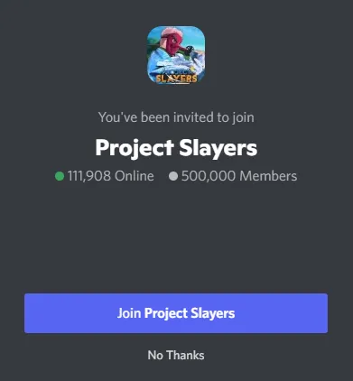 Project Slayers Discord Server Link & Private Server
