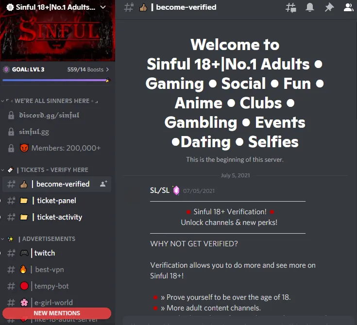 Sinful 18+ discord server